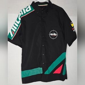 Aprilia Official Moto GP Team Gresini Pit Short Sleeve Button Shirt Sz XL Black